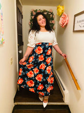 Load image into Gallery viewer, Navy Rose Maxi Skirt
