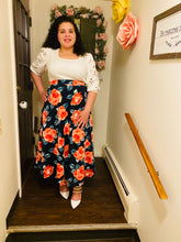 Load image into Gallery viewer, Navy Rose Maxi Skirt
