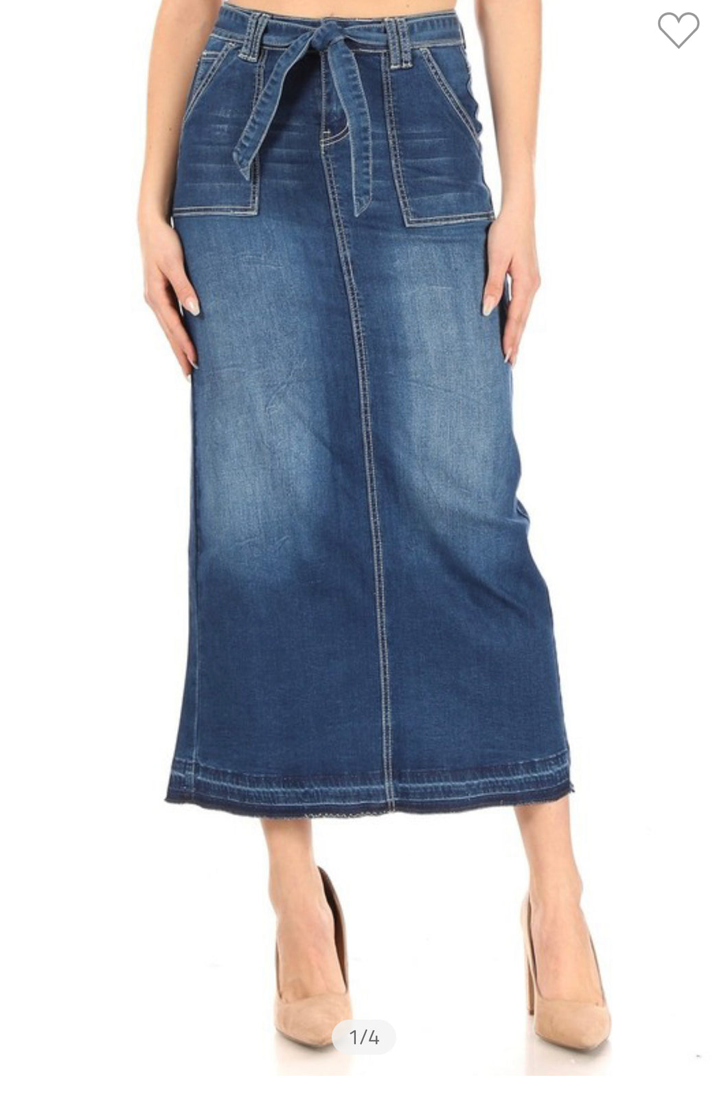 Denim Sash Maxi Skirt